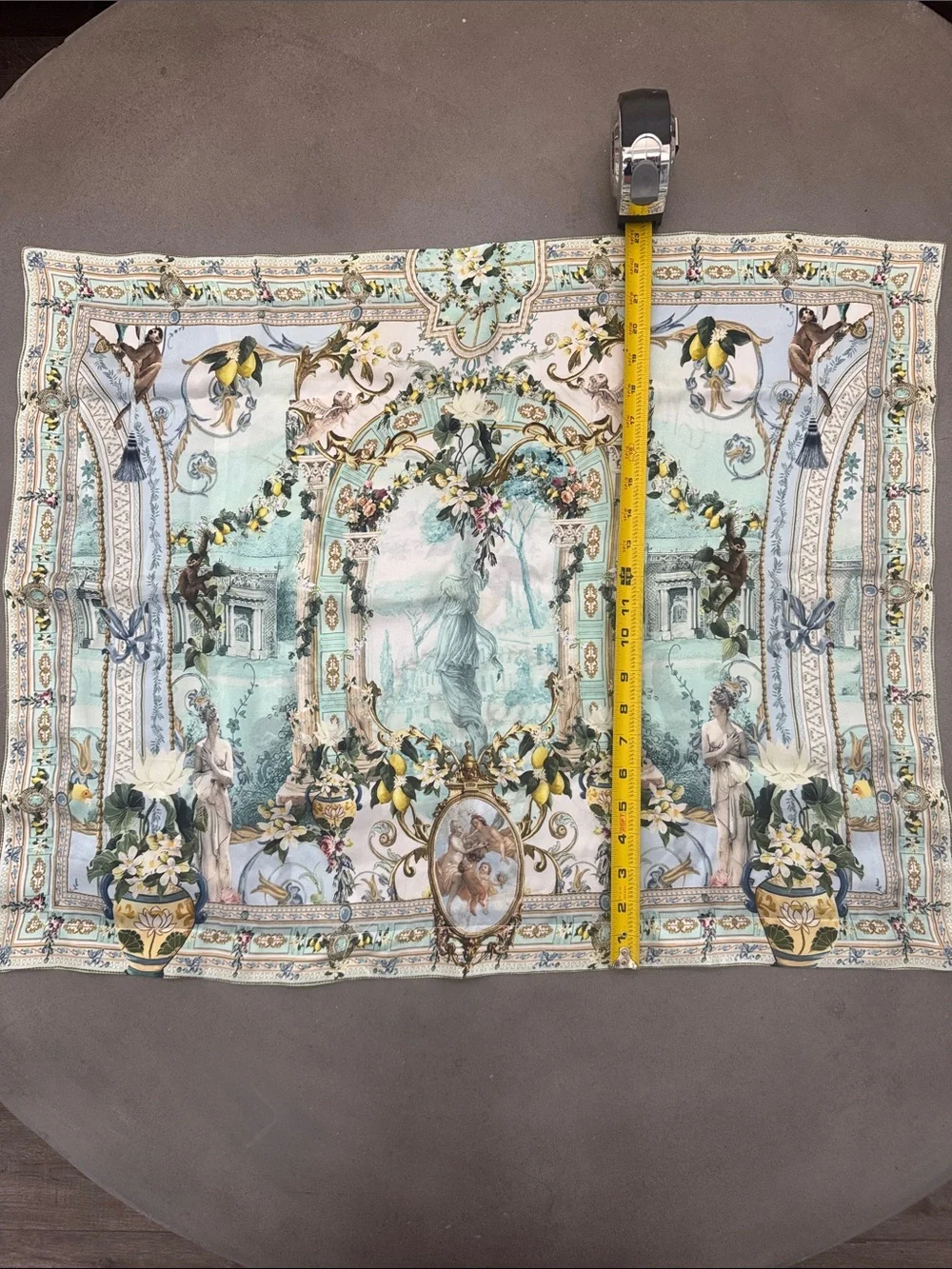 Decorative Classical Wall Tapestry in Pale Aqua and Gold - Unbranded